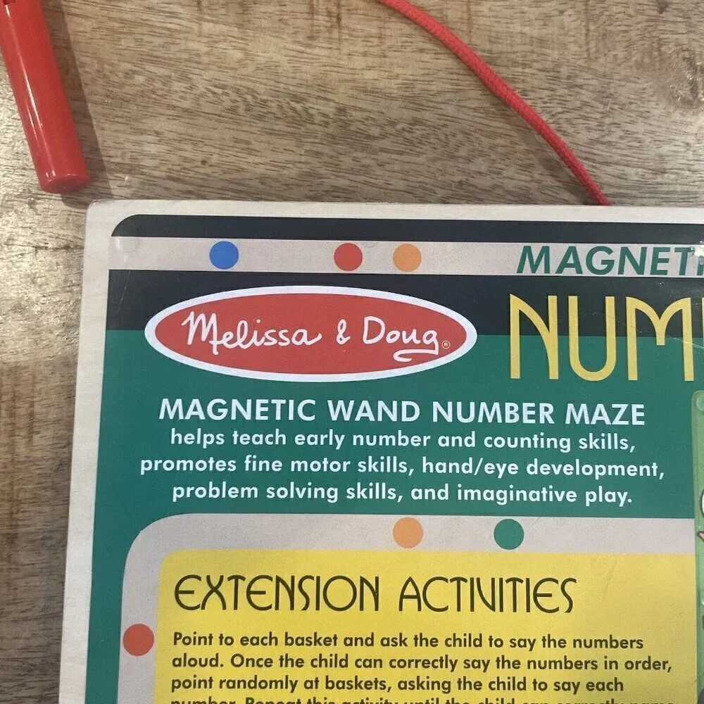 Melissa Doug Magnetic Wand Number Maze Wooden Puzzle Activity Toy Set Education